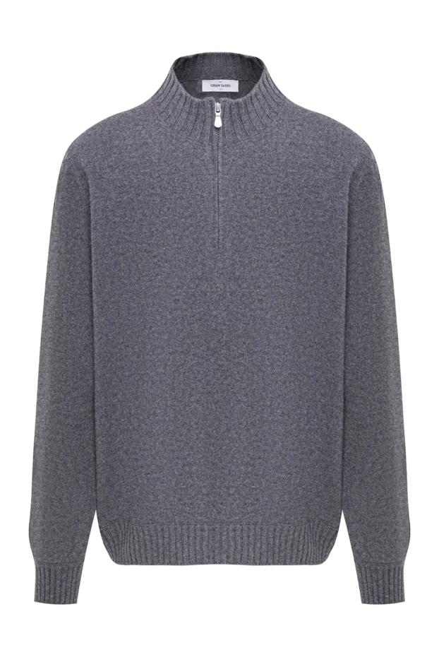 Men's grey wool trouser with zip - photo 1