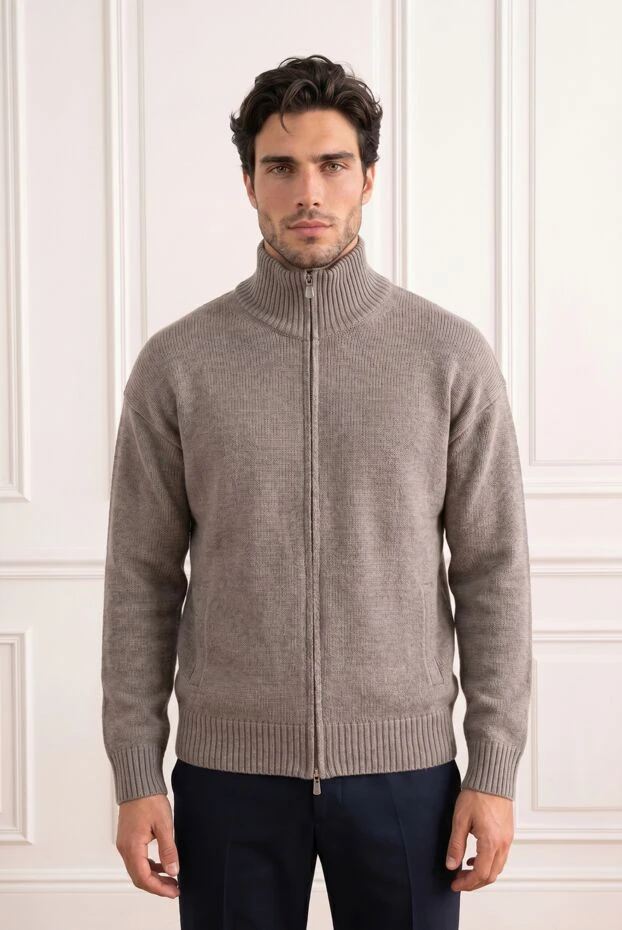 Gran Sasso beige and gray knitted trouser with a two-way zipper and slit pockets 193075 - photo 1