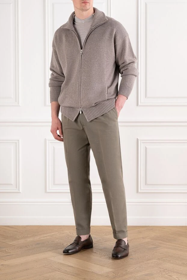Gran Sasso beige and gray knitted trouser with a two-way zipper and slit pockets 193075 - photo 2