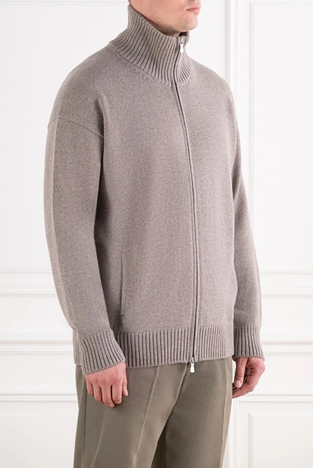 Gran Sasso beige and gray knitted trouser with a two-way zipper and slit pockets 193075 - photo 3