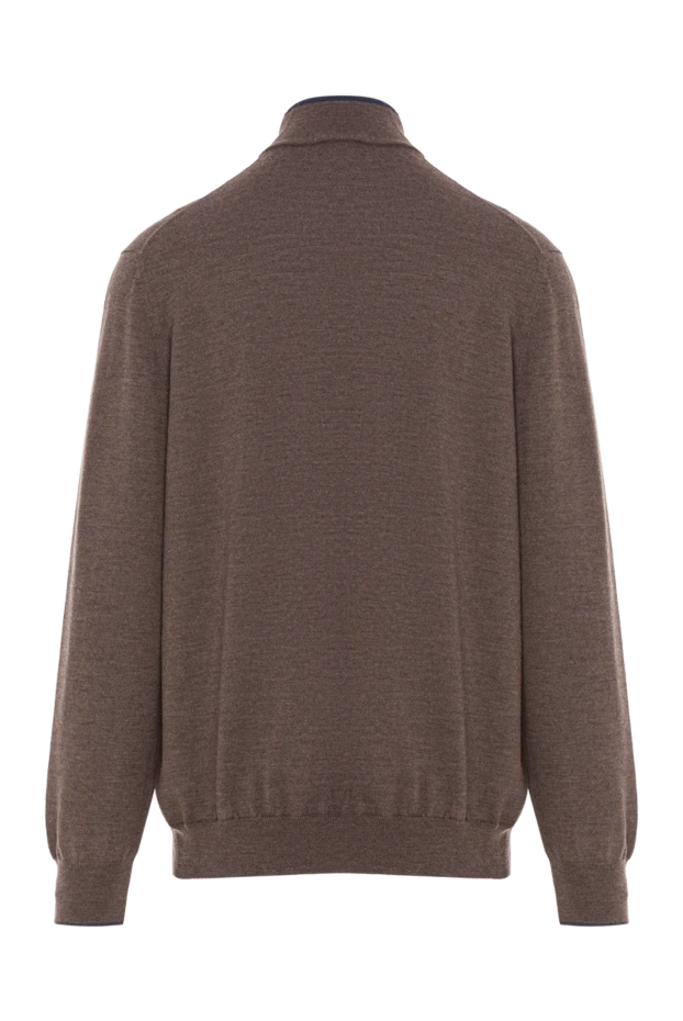 Gran Sasso қоңыр түсті ерлерге арналған жүннен жасалған сыдырмалы кардиган 193077 - фото 2