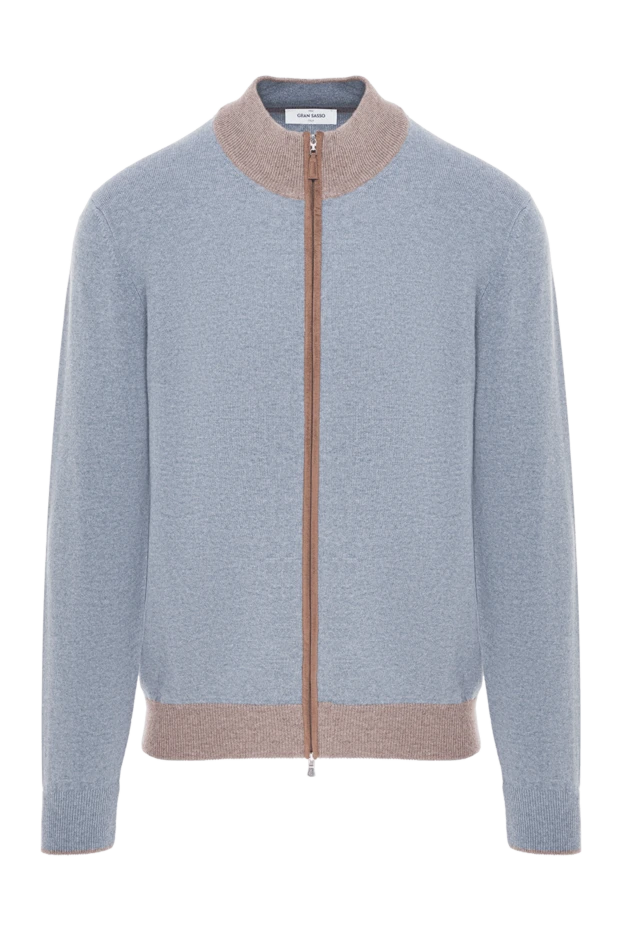 Қарама-қарсы жағалы жиегі бар сұр меланж түсті ерлерге арналған кардиган - фото 1