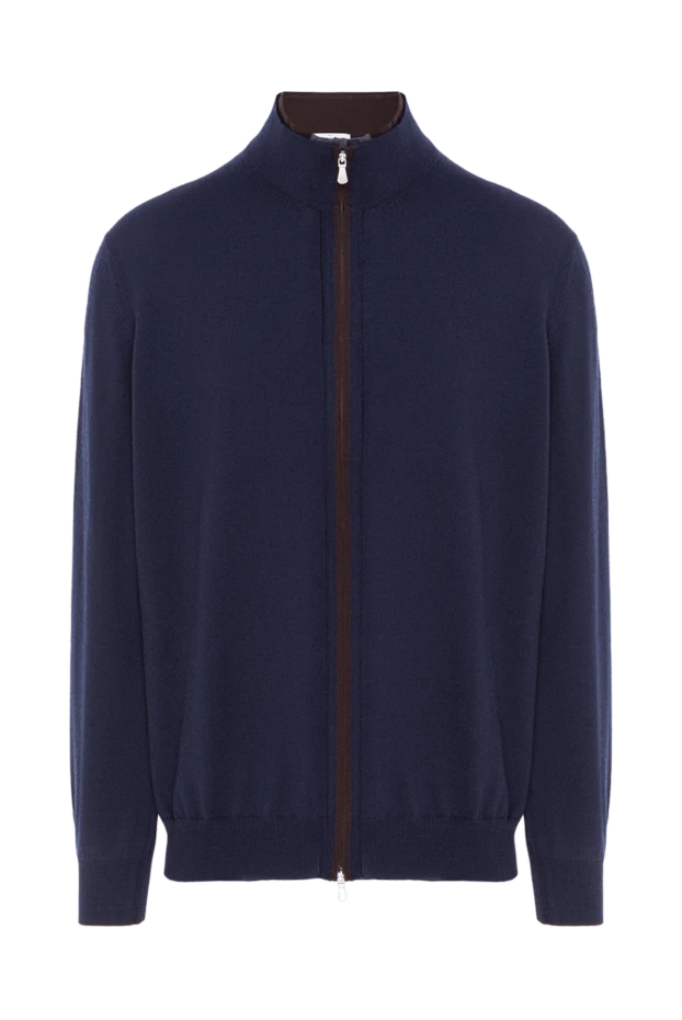 Ерлерге арналған тік жағасы бар сыдырмалы кардиган, көк түсті - фото 1