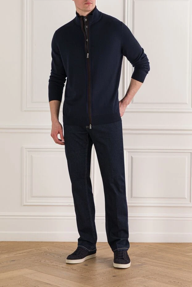 Gran Sasso ерлерге арналған тік жағасы бар сыдырмалы кардиган, көк түсті 193080 - фото 2