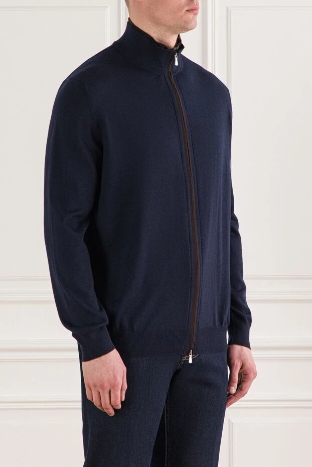 Gran Sasso ерлерге арналған тік жағасы бар сыдырмалы кардиган, көк түсті 193080 - фото 3