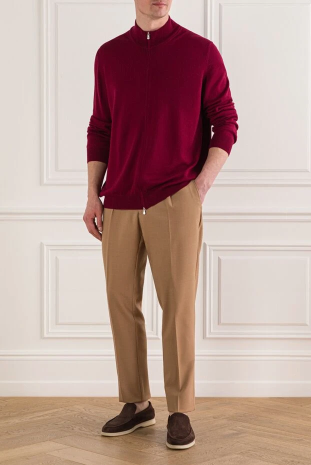 Gran Sasso ерлерге арналған бургундия түсті сыдырмалы кардиган 193083 - фото 2