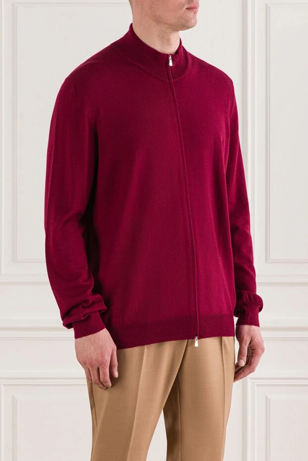Gran Sasso ерлерге арналған бургундия түсті сыдырмалы кардиган 193083 - фото 3