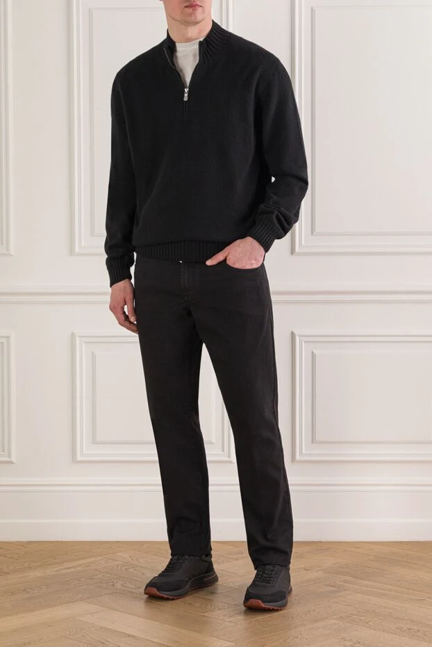 Gran Sasso мужской черный кашемировый троер на молнии 193087 - фото 2