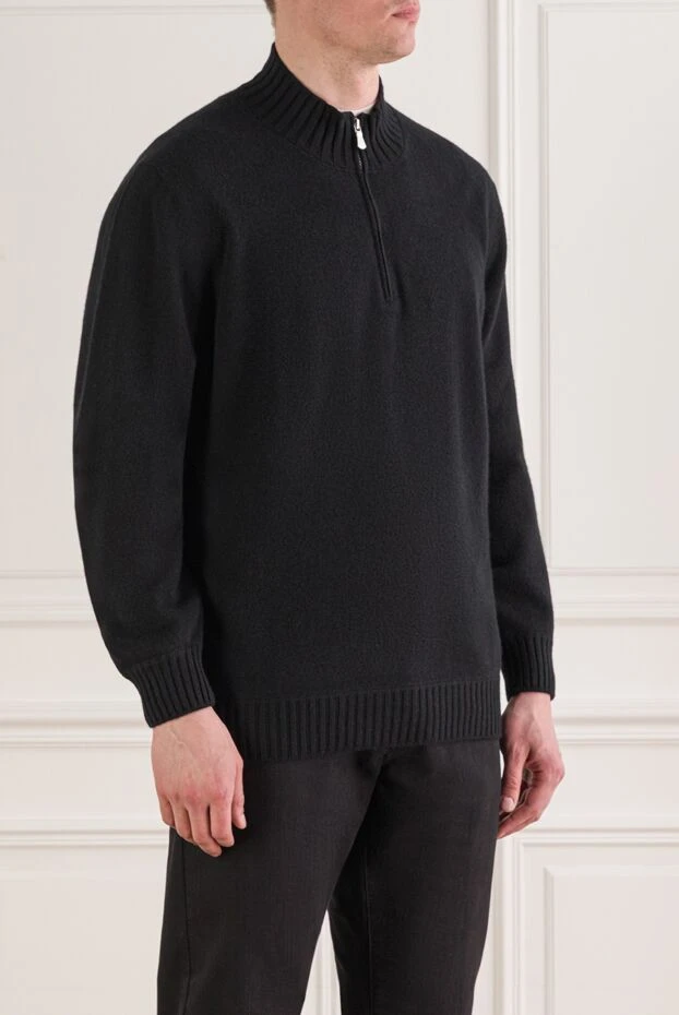 Gran Sasso мужской черный кашемировый троер на молнии 193087 - фото 3