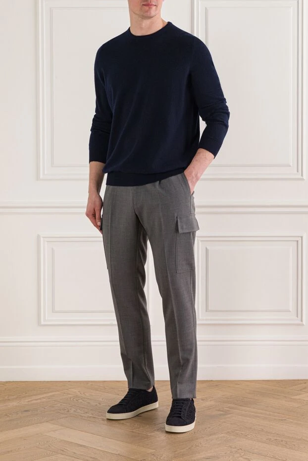 Gran Sasso ерлерге арналған көк түсті кашемир түсті жағалы жемпір 193088 - фото 2