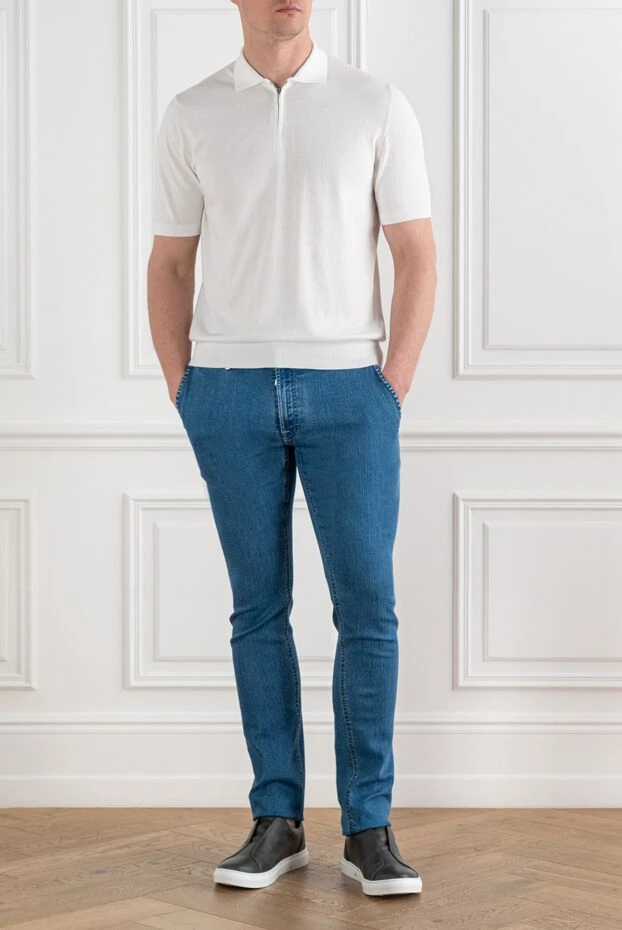 Stefano Ricci classic slim fit jeans with elastic waistband in blue 193121 - photo 2