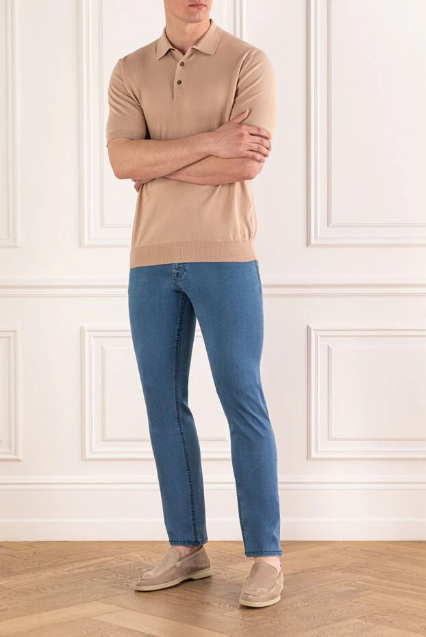 Stefano Ricci men's light blue straight-leg jeans with embroidery on the back pockets 193123 - photo 2