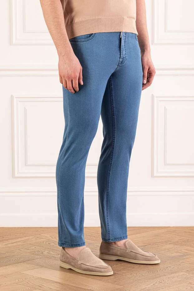Stefano Ricci men's light blue straight-leg jeans with embroidery on the back pockets 193123 - photo 3