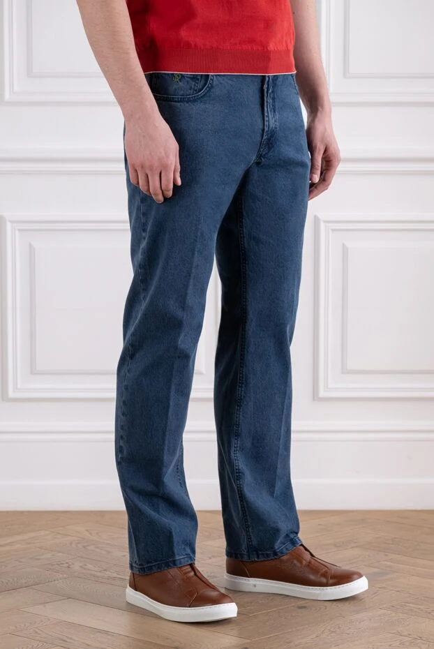 Stefano Ricci men's dark blue cotton jeans with a classic fit 193127 - photo 3