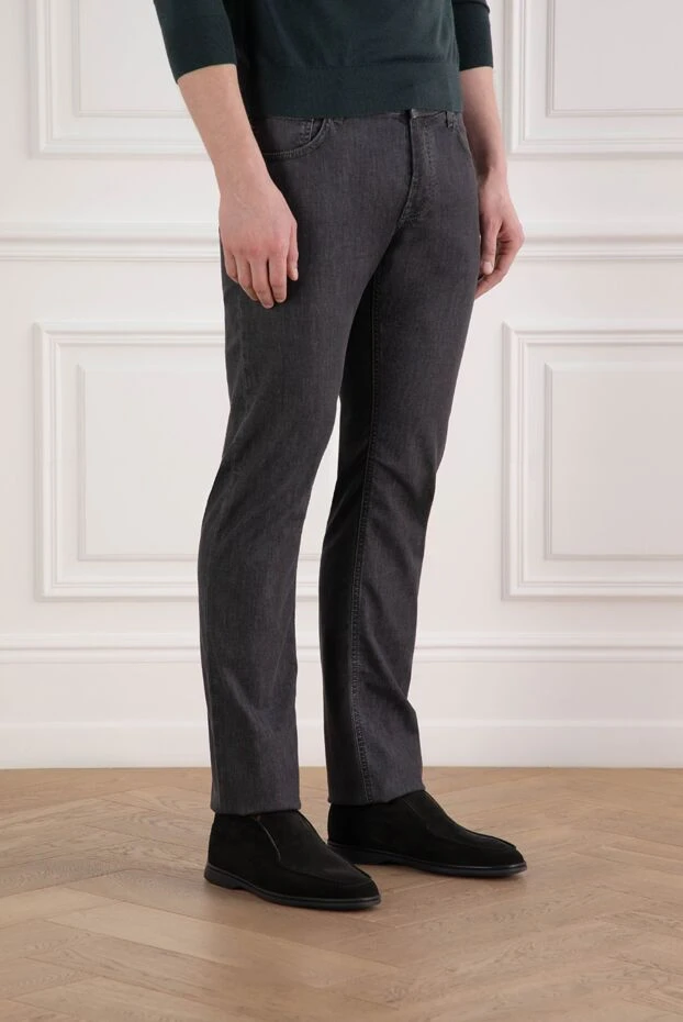 Stefano Ricci basic jeans made of deep gray cotton with a natural texture 193129 - photo 3