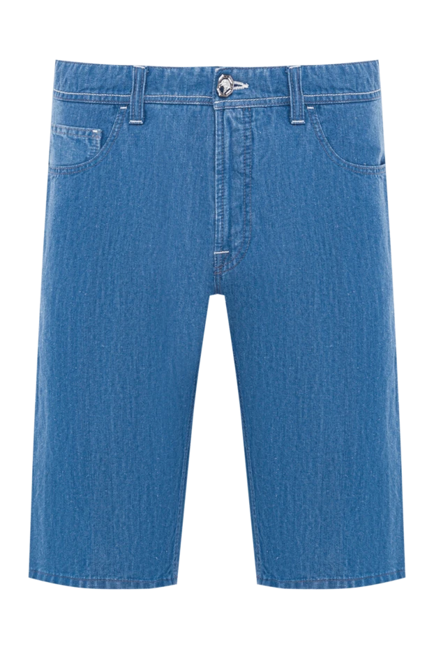 Stefano Ricci cotton and linen blend denim shorts with logo 193130 - photo 1
