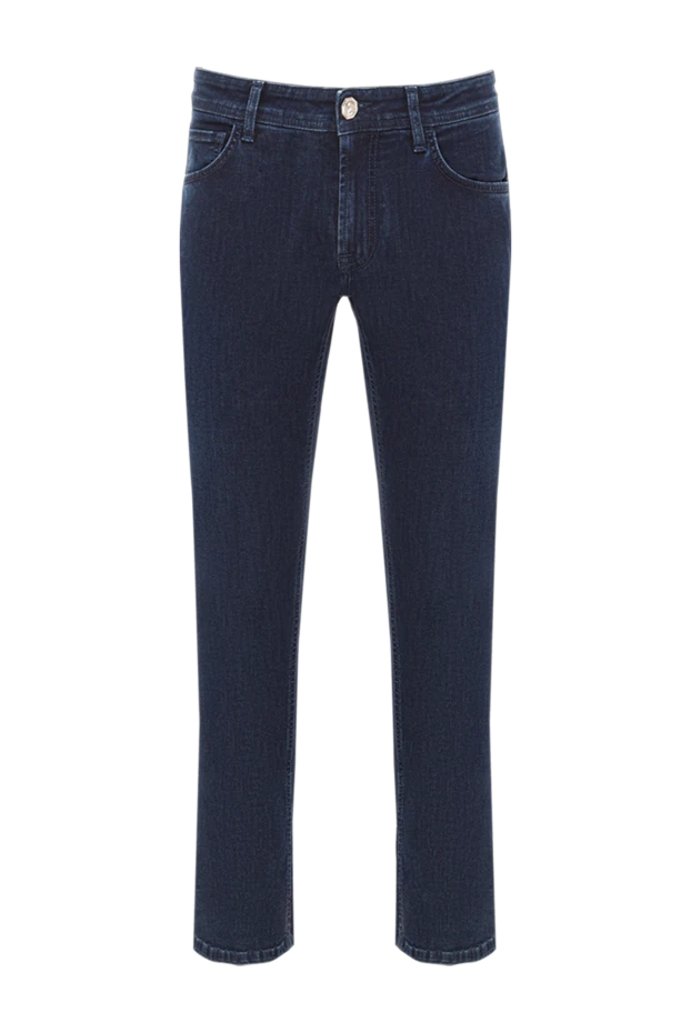 Classic men's jeans with a five-pocket fit in dark blue - photo 1