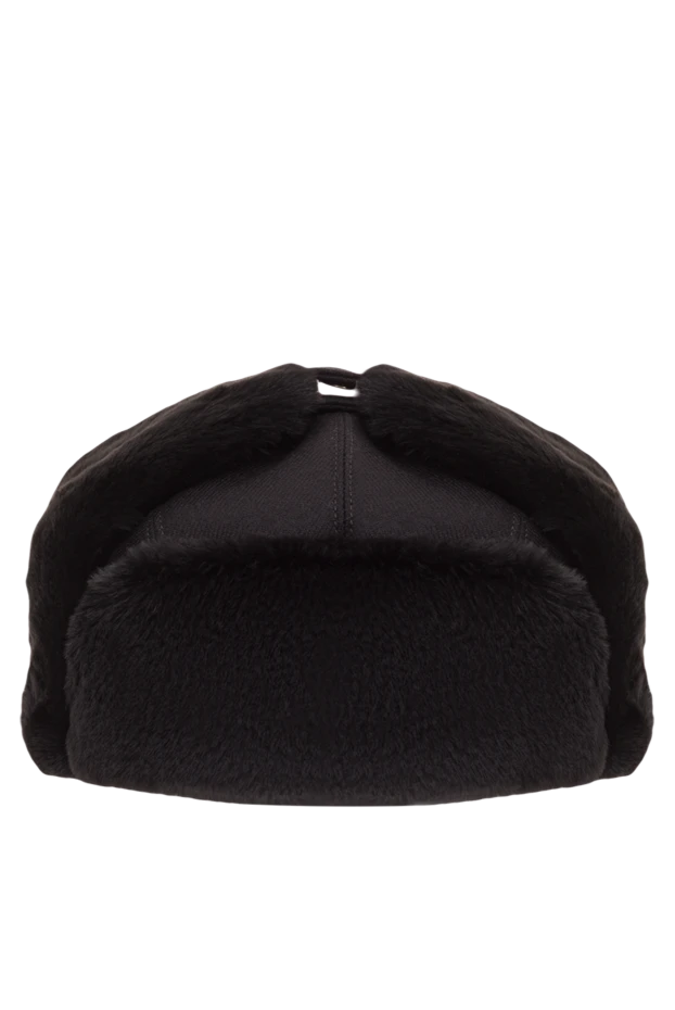 Табиғи күзен жүні мен жүнінен жасалған қара түсті ушанка бас киімі - фото 1