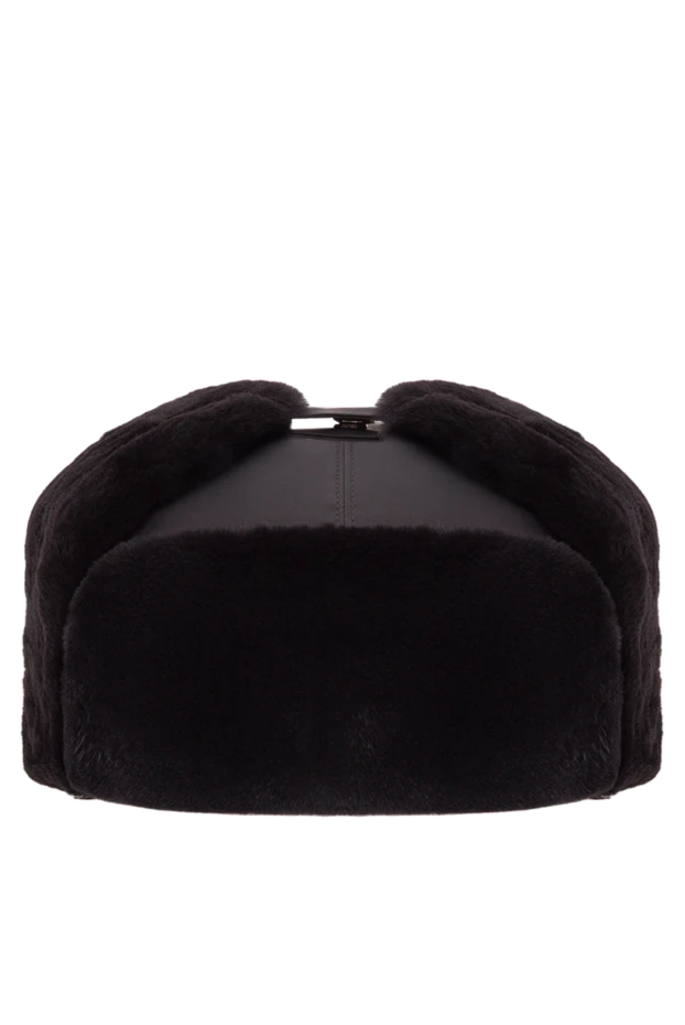 Men's black winter hat with earflaps - photo 1