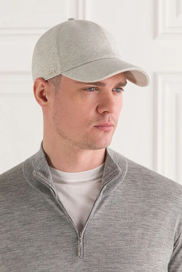 Enrico Mandelli men's grey wool and cotton blend cap 193157 - photo 2