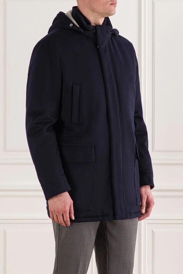 Enrico Mandelli men's dark blue cashmere parka with hood 193185 - photo 3
