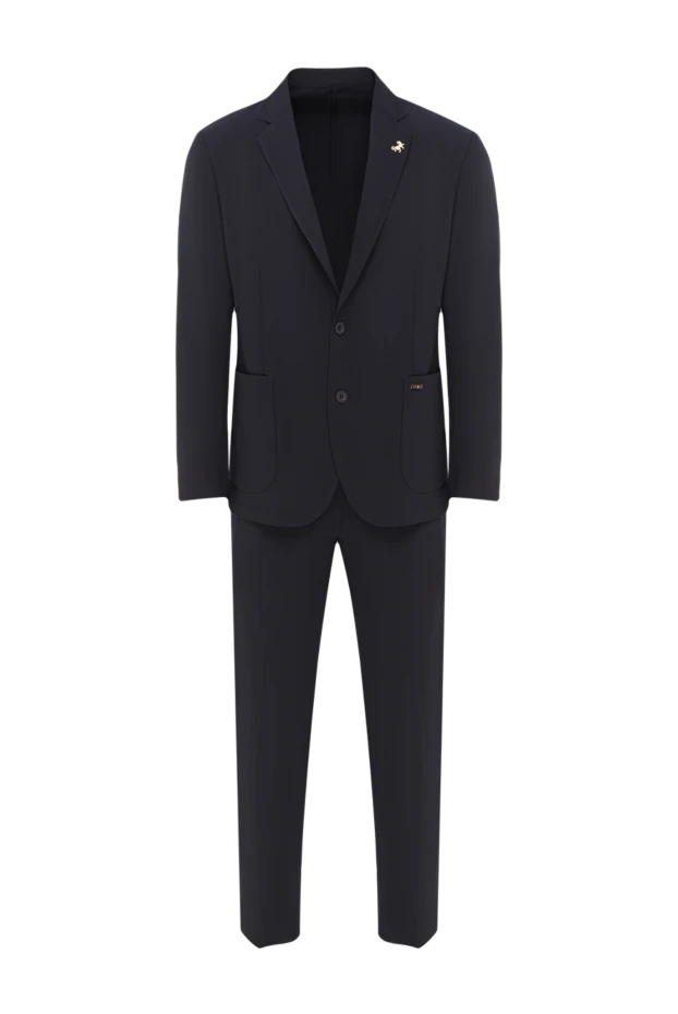 Men's dark blue slim-fit suit with tapered trousers - photo 1