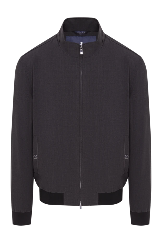 Меланж әсері бар жоғары сапалы матадан жасалған ерлерге арналған бомбер күртешесі - фото 1