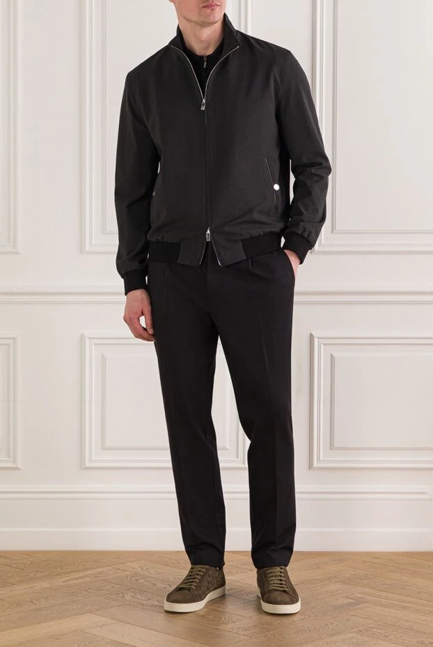 Tombolini мужская куртка-бомбер из высококачественной ткани с меланжевым эффектом 193197 - фото 2