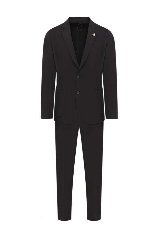 Classic men's single-breasted suit made of lightweight materials in black - photo 1
