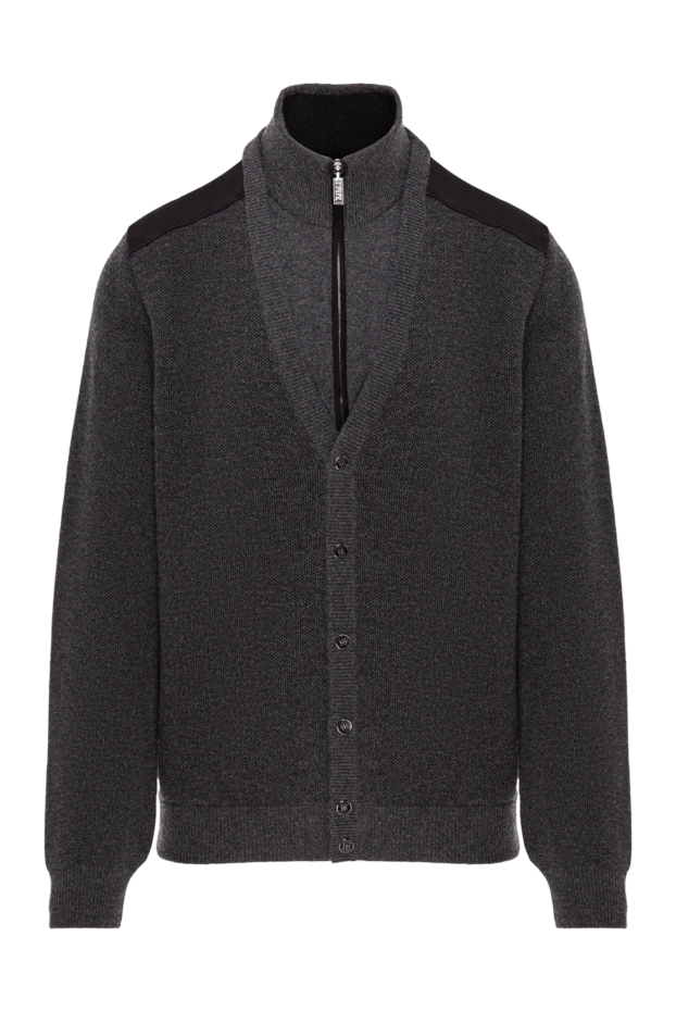 Кашемировый кардиган с вставкой воротника-стойки на молнии - фото 1