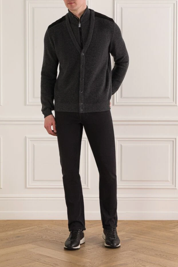 Zilli тік жағасы және сыдырмасы бар кашемир кардиган 193207 - фото 2