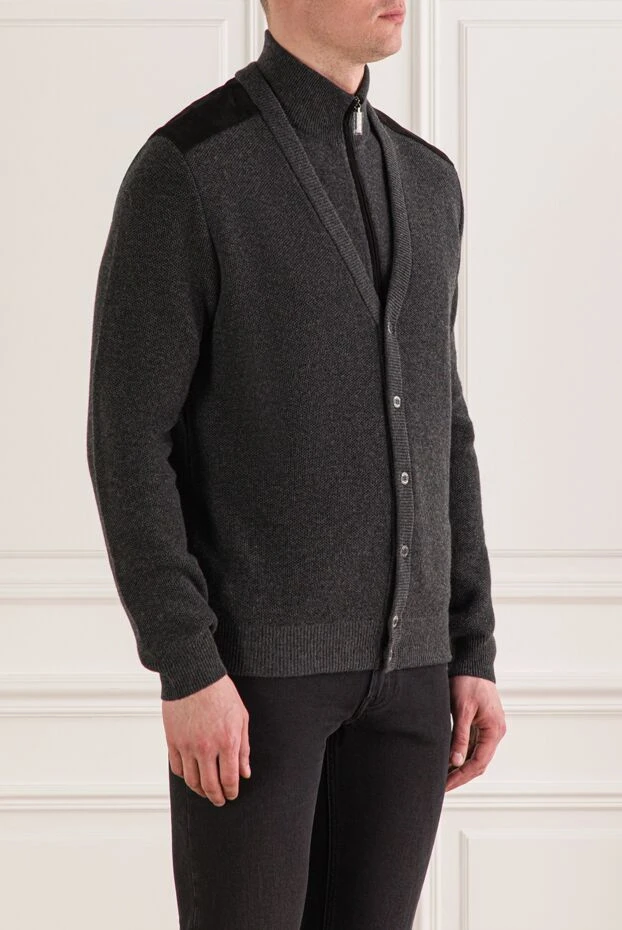 Zilli тік жағасы және сыдырмасы бар кашемир кардиган 193207 - фото 3