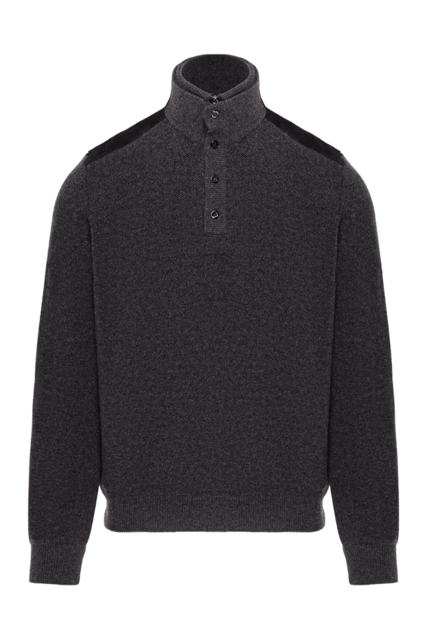 Men's dark gray button-down trouser with a stand-up collar - photo 1