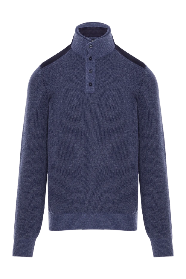 Тік жағасы бар ерлерге арналған көк түсті түймелі шалбар - фото 1