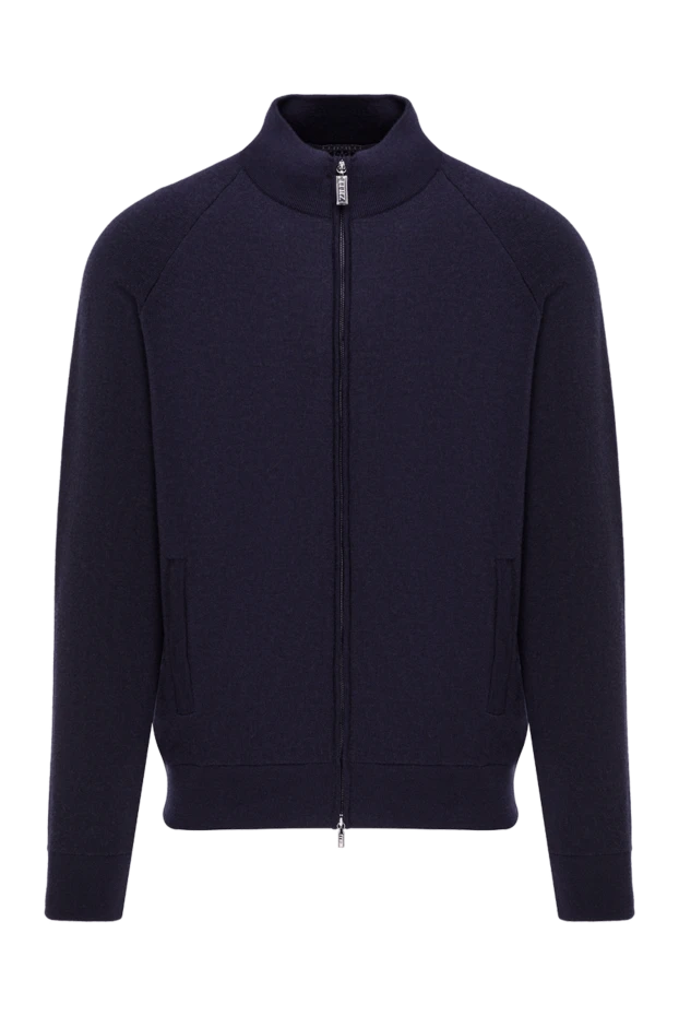 Men's Navy Blue Zip-Up Cardigan with Logo - photo 1