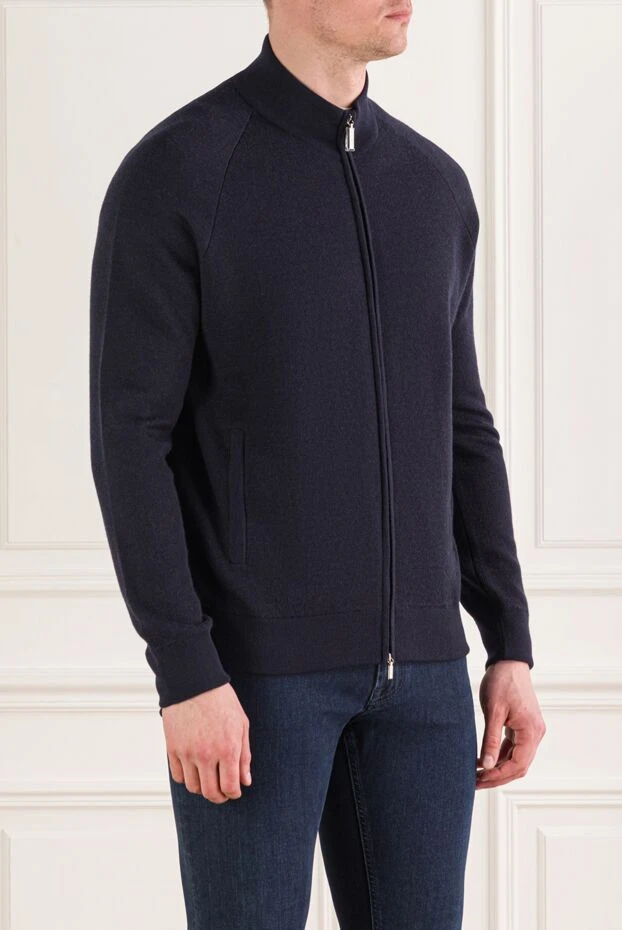 Zilli men's navy blue zip-up cardigan with logo 193213 - photo 3