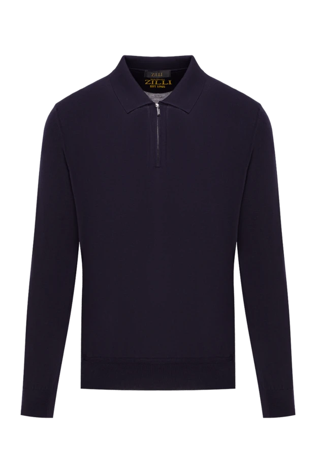 Ерлерге арналған көк түсті ұзын жеңді поло жейдесі, сыдырмасы бар - фото 1