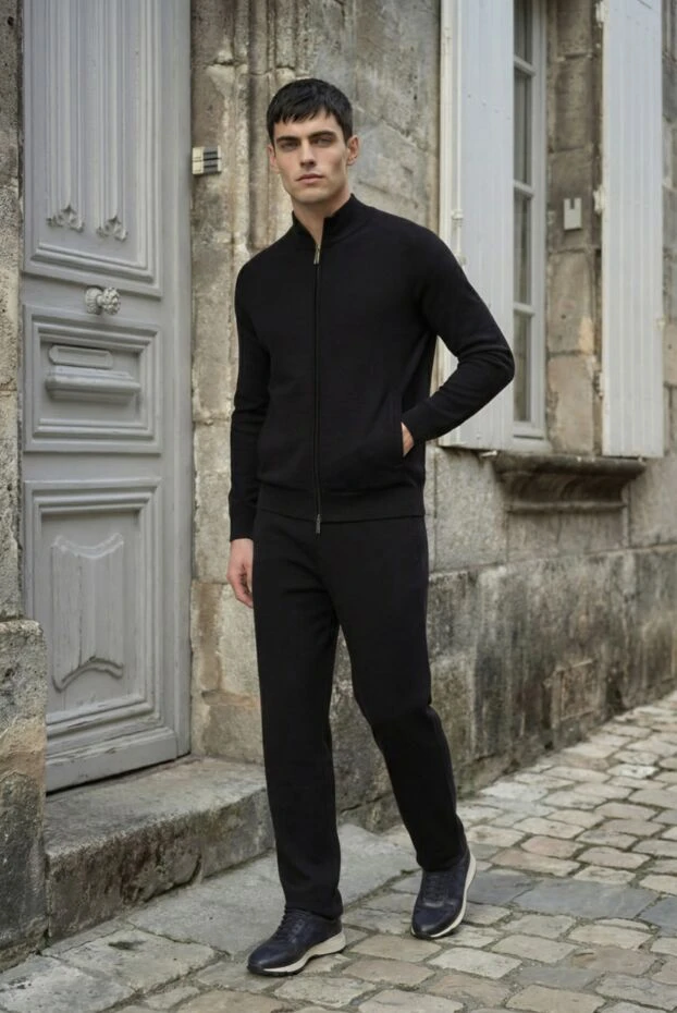 Zilli мужской спортивный костюм в черном цвете из шерсти и шелка 193220 - фото 2