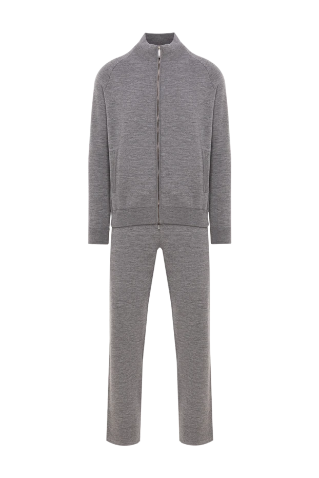 Жоғары сапалы кашемир мен жібектен тігілген ерлерге арналған сұр спорттық костюм - фото 1