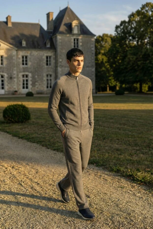 Zilli мужской спортивный костюм серого цвета из высококачественного кашемира и шелка 193224 - фото 2