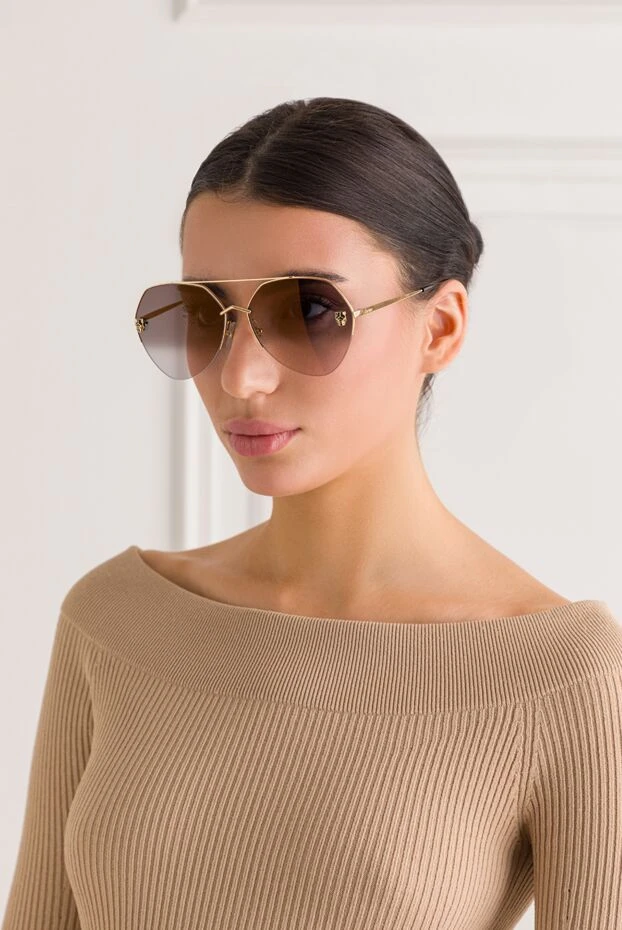 Cartier женские солнцезащитные очки формы «авиатор» с полуободковой оправой 193232 - фото 2