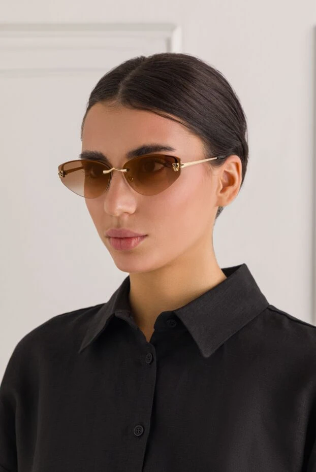 Cartier женские солнцезащитные очки формы «кошачий глаз» с безободковой оправой 193233 - фото 2