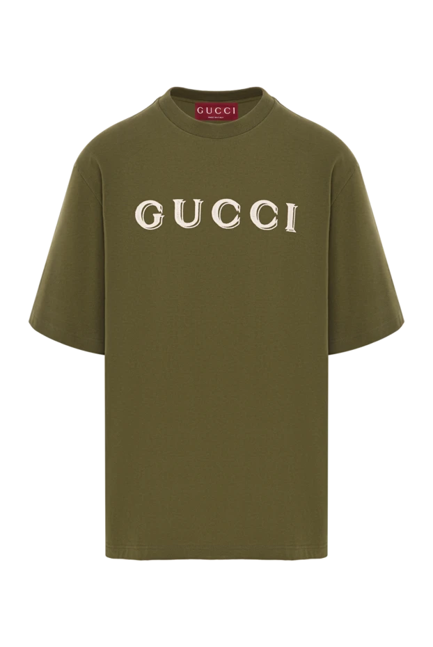 Зеленая мужская футболка Cotton Jersey T-Shirt с вышивкой логотипа - фото 1