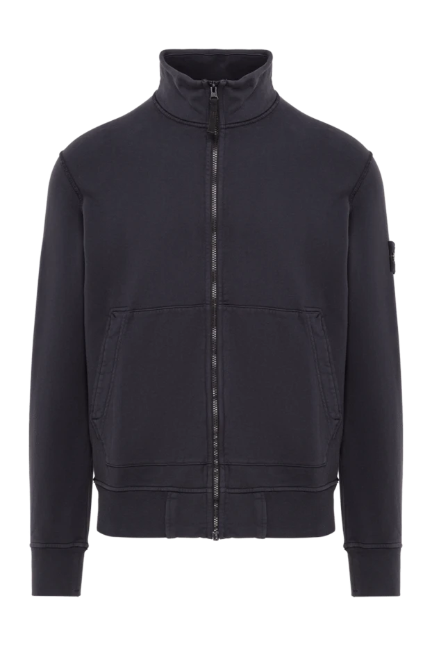 Ерлерге арналған көк түсті мақтадан жасалған сыдырмалы жемпір - фото 1