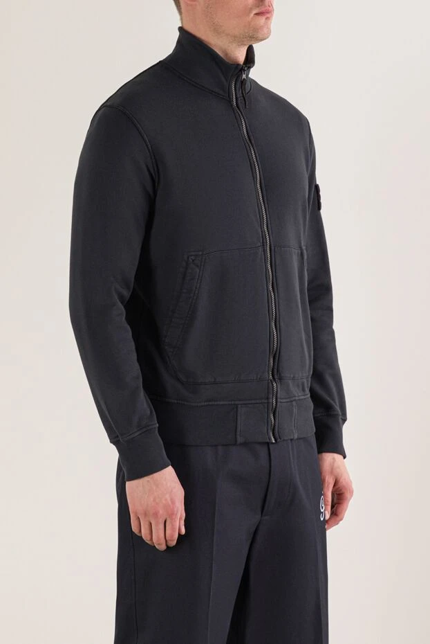 Stone Island ерлерге арналған көк түсті мақтадан жасалған сыдырмалы жемпір 193264 - фото 3