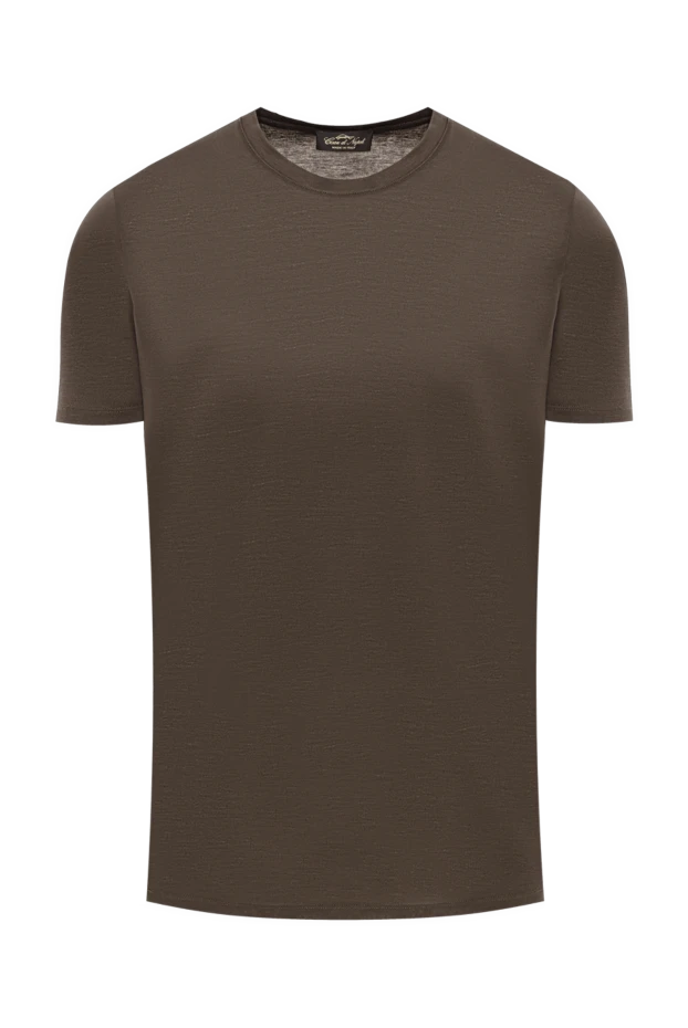 Plain men's T-shirt in dark brown, straight cut - photo 1