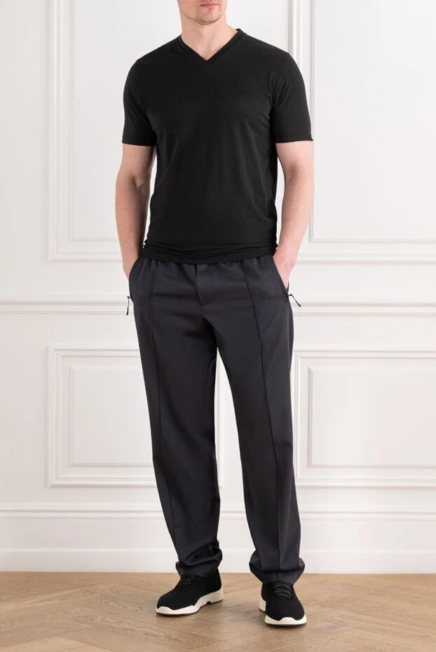 Gran Sasso men's black knitted v-neck t-shirt 193279 - photo 2