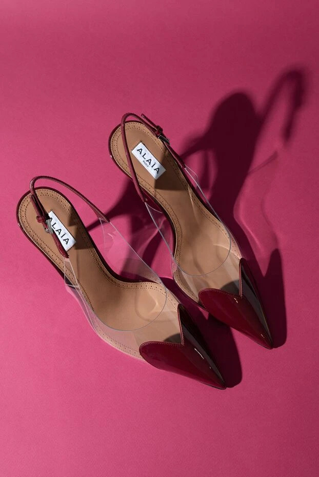 Alaia le cœur heels in burgundy patent leather 193295 - photo 2