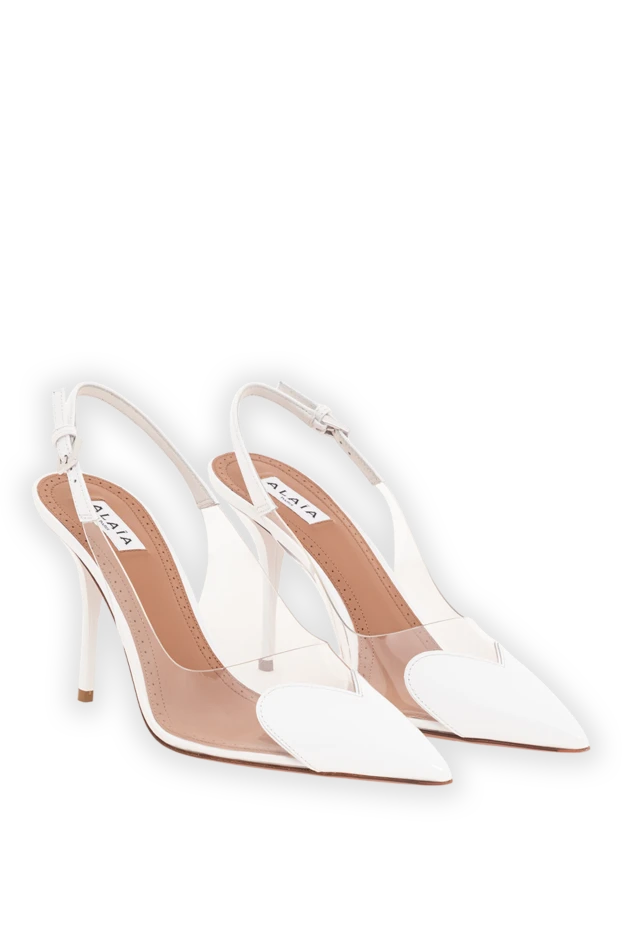 Alaia le cœur white patent leather slingbacks 193296 - photo 2