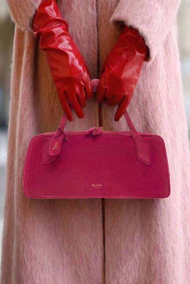 Alaia le teckel burgundy suede clutch 193300 - photo 2